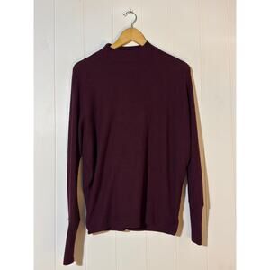 BP. Ribbed Knit Long Sleeve Top Burgundy XXS